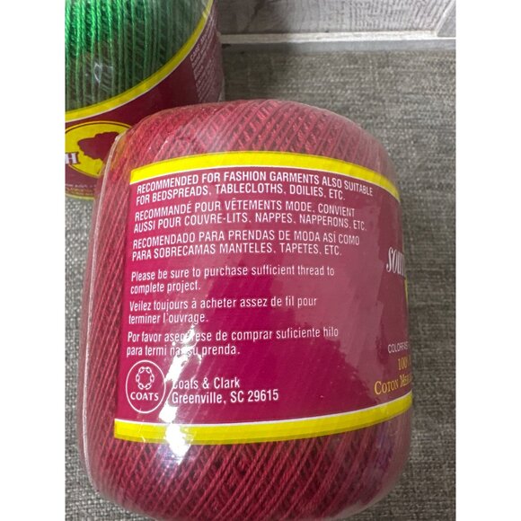 South Maid 100% Mercerized Cotton Crochet Thread Sz 10 Red & Green 350 Yards x2 - Picture 4 of 10